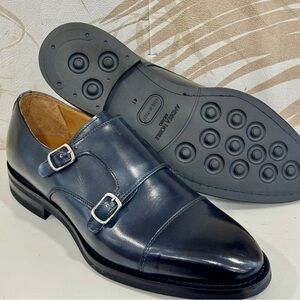 Blue Double Monk Strap Shoes